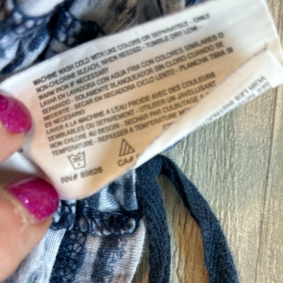 Gloria Vanderbilt Womens Blue White Striped Hoodie Ruched Drawstring Sides 1X. - Picture 9 of 11